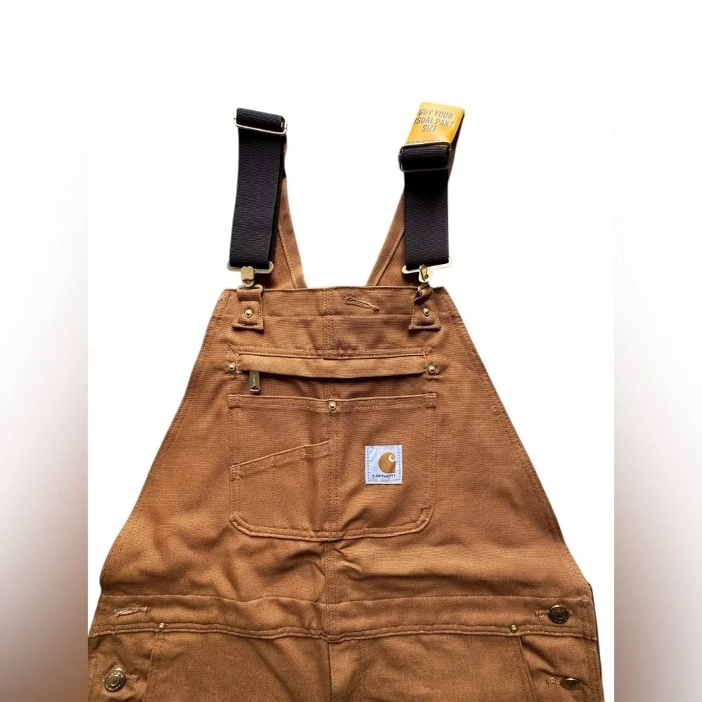 NWT CARHARTT Men’s Duck Bib Overalls Relaxed Fit 38x32 Double Knee